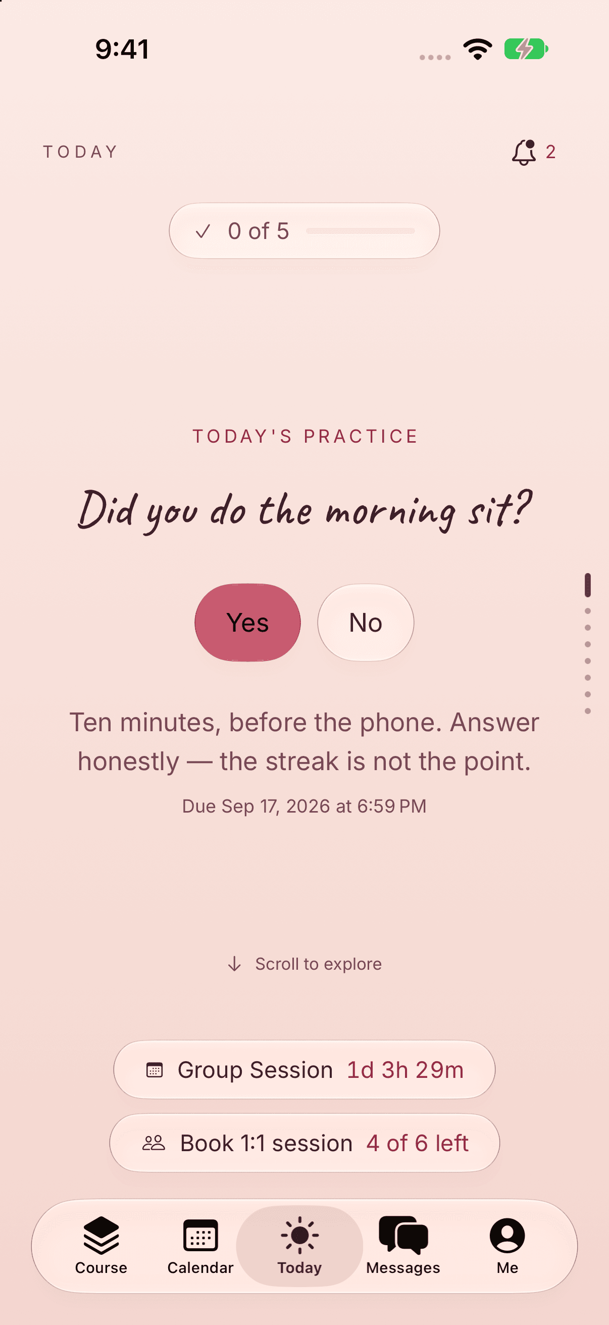 Meridian Today in Dawn Petal: Did you do the morning sit?