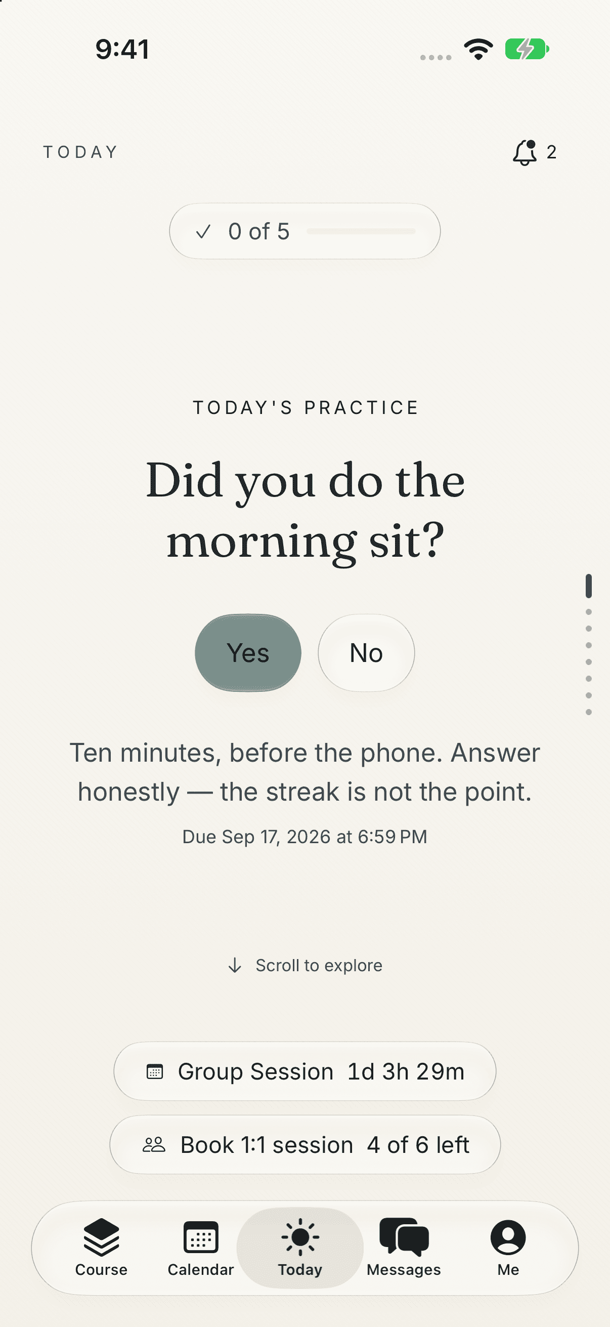 Meridian Today in Quintessence: Did you do the morning sit?